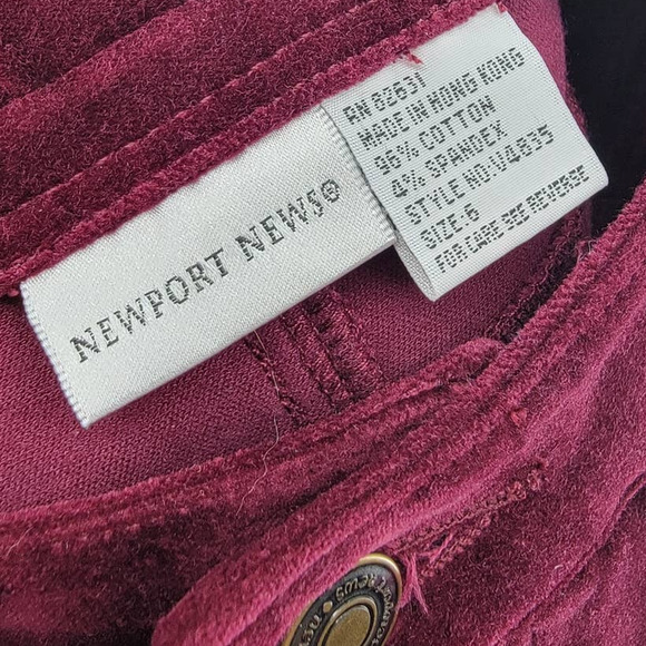 Newport News Red Velvet Cotton Jeans 6 New - Picture 2 of 5